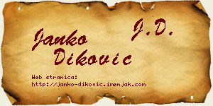 Janko Diković vizit kartica